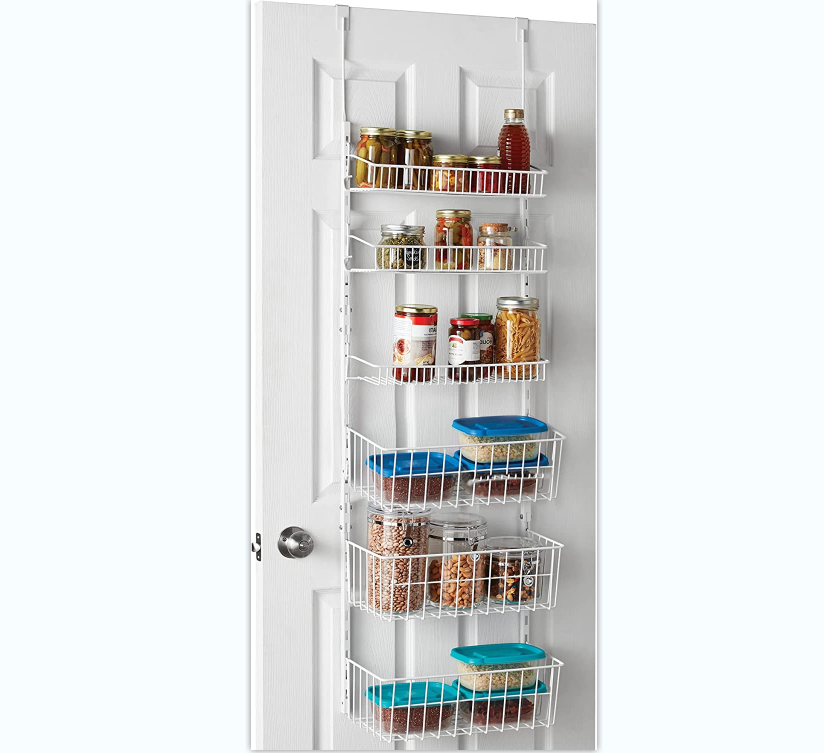 XX10046 Smart Design Over The Door Pantry Organizer Rack with 6 Adjustable Shelves