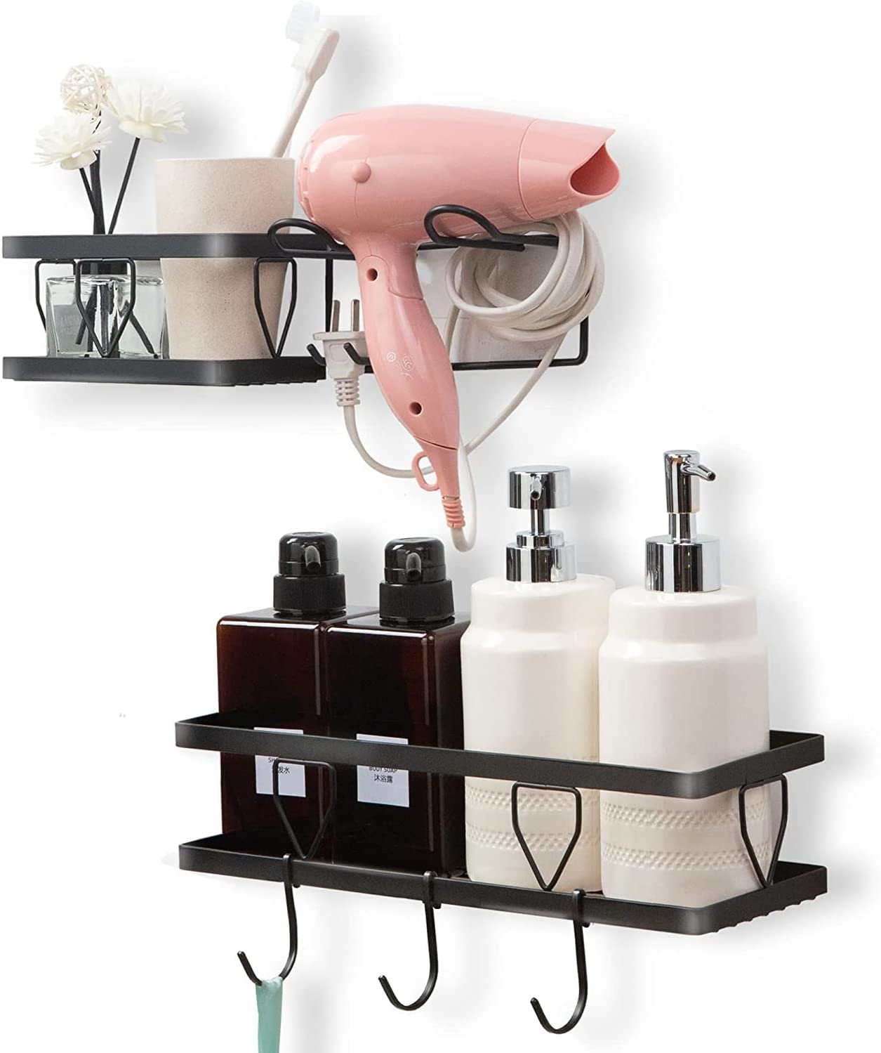XX10043 Bathroom Shower Caddy Shelf Basket with Hooks