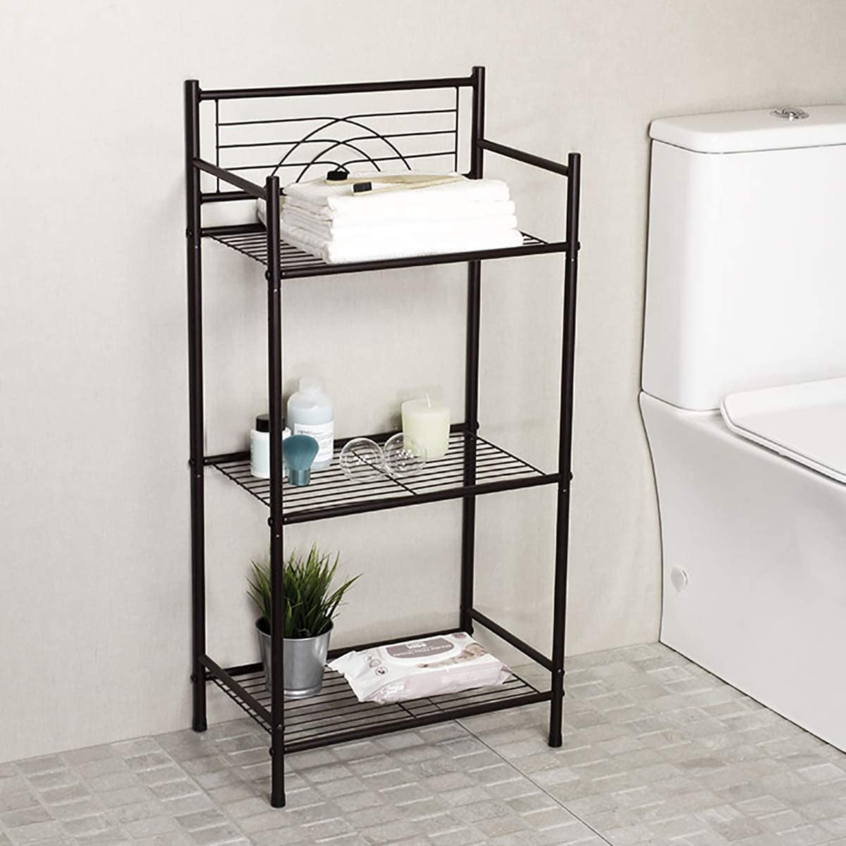 XX20037  3-Tier Free Standing Wire Rack Durable Metal Shelving Storage