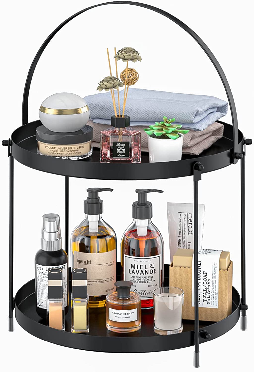 XX20048  2-Tier Black Bathroom Trays Storage